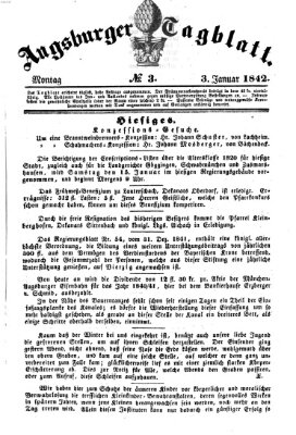 Augsburger Tagblatt Montag 3. Januar 1842
