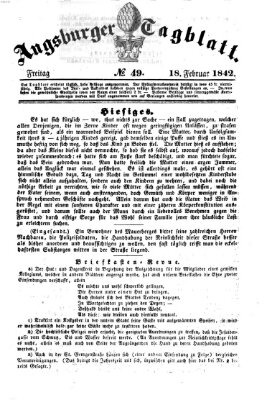 Augsburger Tagblatt Freitag 18. Februar 1842