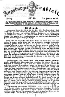 Augsburger Tagblatt Freitag 25. Februar 1842