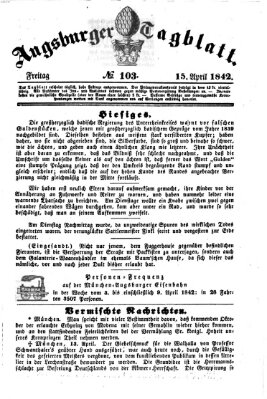 Augsburger Tagblatt Freitag 15. April 1842