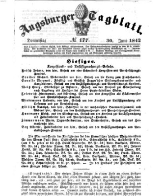 Augsburger Tagblatt Donnerstag 30. Juni 1842