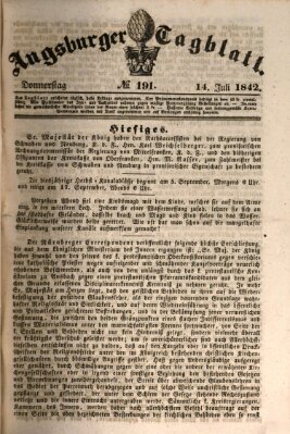 Augsburger Tagblatt Donnerstag 14. Juli 1842
