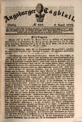 Augsburger Tagblatt Dienstag 9. August 1842
