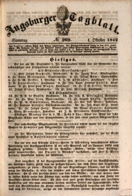 Augsburger Tagblatt Samstag 1. Oktober 1842