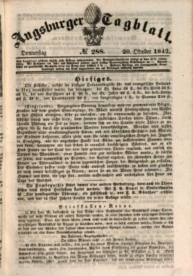 Augsburger Tagblatt Donnerstag 20. Oktober 1842