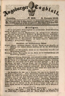 Augsburger Tagblatt Donnerstag 3. November 1842