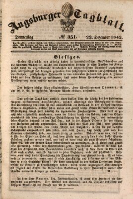 Augsburger Tagblatt Donnerstag 22. Dezember 1842