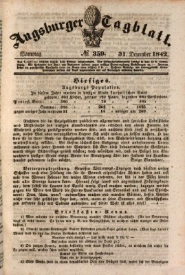 Augsburger Tagblatt Samstag 31. Dezember 1842