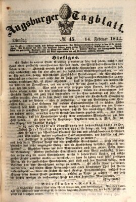Augsburger Tagblatt Dienstag 14. Februar 1843