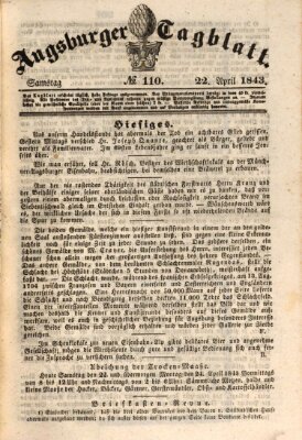 Augsburger Tagblatt Samstag 22. April 1843