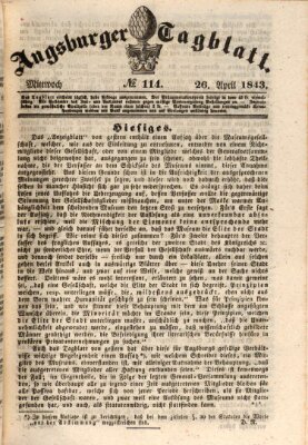 Augsburger Tagblatt Mittwoch 26. April 1843