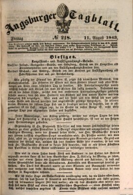 Augsburger Tagblatt Freitag 11. August 1843