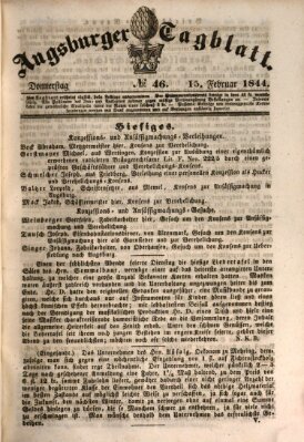 Augsburger Tagblatt Donnerstag 15. Februar 1844