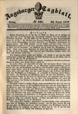 Augsburger Tagblatt Freitag 22. August 1845