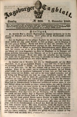 Augsburger Tagblatt Samstag 7. November 1846