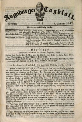 Augsburger Tagblatt Sonntag 3. Januar 1847