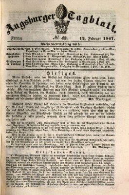 Augsburger Tagblatt Freitag 12. Februar 1847