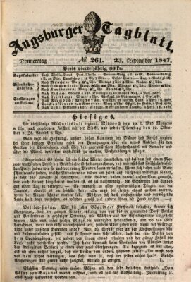 Augsburger Tagblatt Donnerstag 23. September 1847