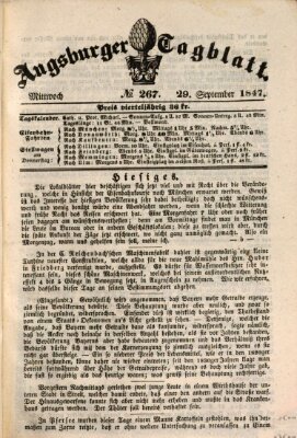 Augsburger Tagblatt Mittwoch 29. September 1847