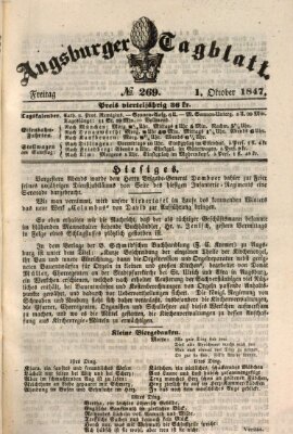 Augsburger Tagblatt Freitag 1. Oktober 1847