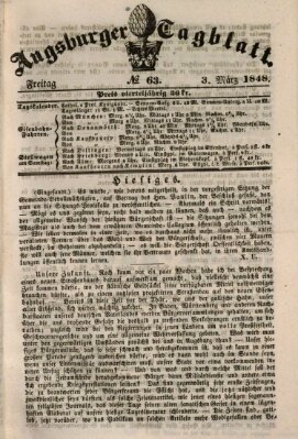 Augsburger Tagblatt Freitag 3. März 1848