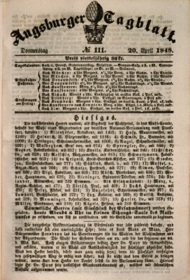 Augsburger Tagblatt Donnerstag 20. April 1848