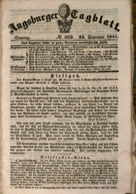 Augsburger Tagblatt Samstag 23. September 1848