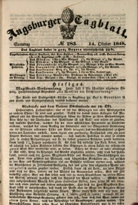 Augsburger Tagblatt Samstag 14. Oktober 1848
