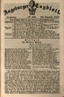 Augsburger Tagblatt Donnerstag 16. November 1848