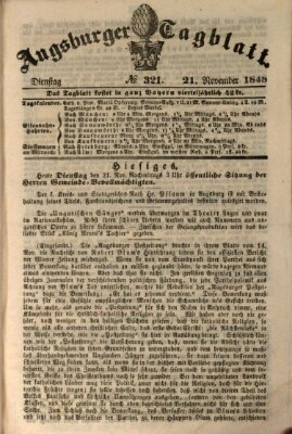 Augsburger Tagblatt Dienstag 21. November 1848