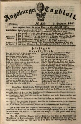 Augsburger Tagblatt Sonntag 3. Dezember 1848