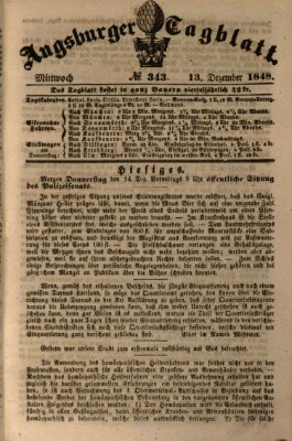 Augsburger Tagblatt Mittwoch 13. Dezember 1848