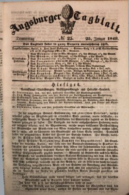 Augsburger Tagblatt Donnerstag 25. Januar 1849
