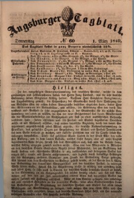 Augsburger Tagblatt Donnerstag 1. März 1849