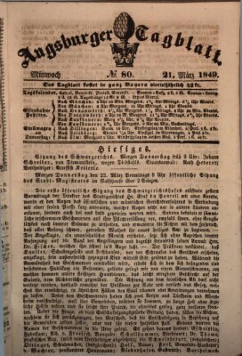 Augsburger Tagblatt Mittwoch 21. März 1849