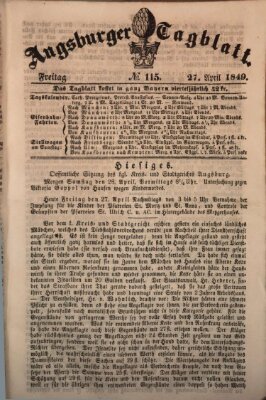 Augsburger Tagblatt Freitag 27. April 1849
