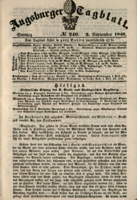 Augsburger Tagblatt Sonntag 2. September 1849