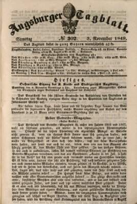 Augsburger Tagblatt Samstag 3. November 1849