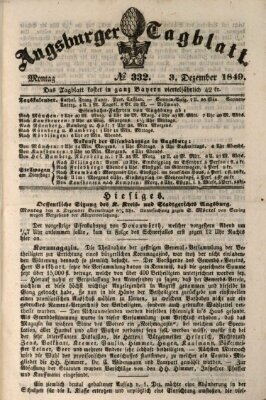 Augsburger Tagblatt Montag 3. Dezember 1849