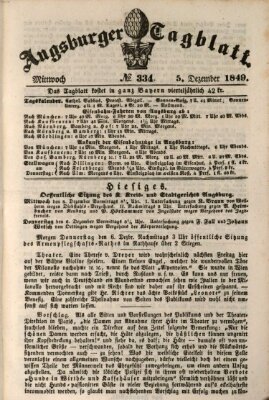 Augsburger Tagblatt Mittwoch 5. Dezember 1849