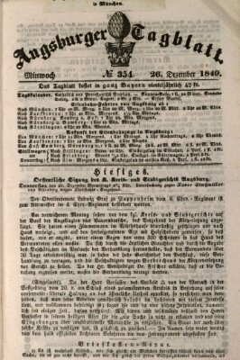 Augsburger Tagblatt Mittwoch 26. Dezember 1849