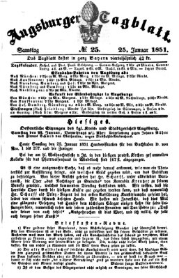 Augsburger Tagblatt Samstag 25. Januar 1851