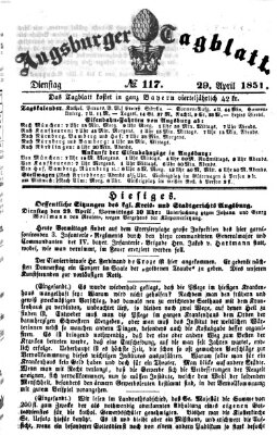 Augsburger Tagblatt Dienstag 29. April 1851