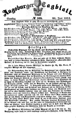 Augsburger Tagblatt Samstag 21. Juni 1851