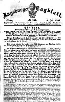 Augsburger Tagblatt Montag 14. Juli 1851