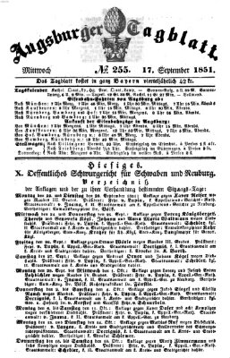Augsburger Tagblatt Mittwoch 17. September 1851