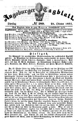 Augsburger Tagblatt Dienstag 21. Oktober 1851