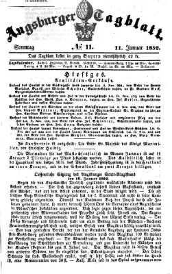 Augsburger Tagblatt Sonntag 11. Januar 1852