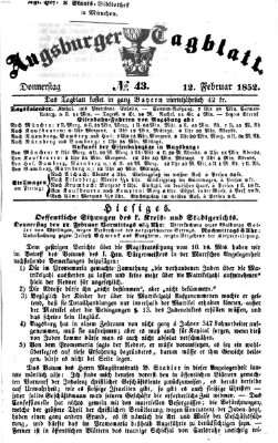Augsburger Tagblatt Donnerstag 12. Februar 1852