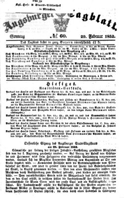 Augsburger Tagblatt Sonntag 29. Februar 1852